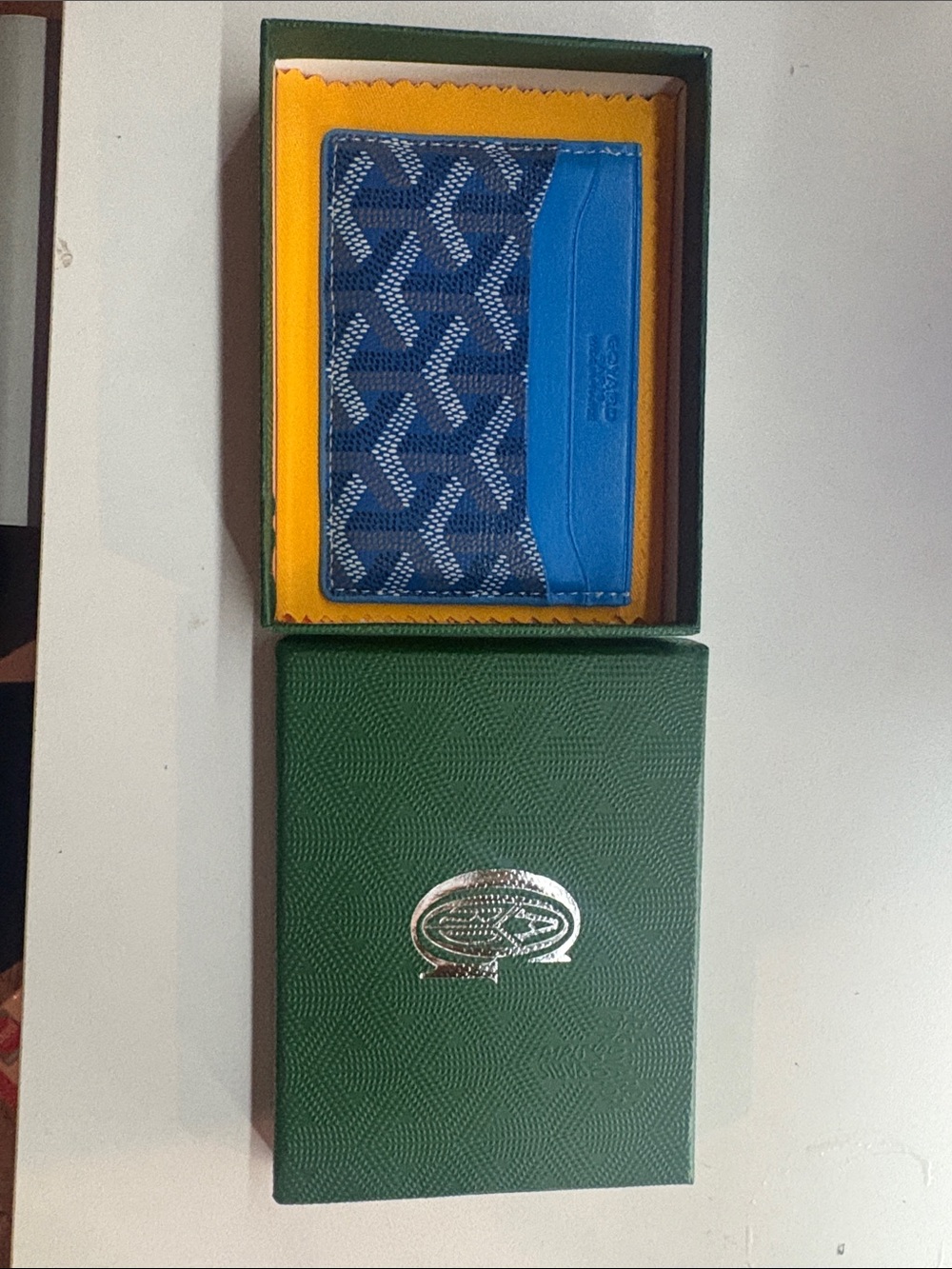 Goyard Blue Patterned Card & Leather Card Holder